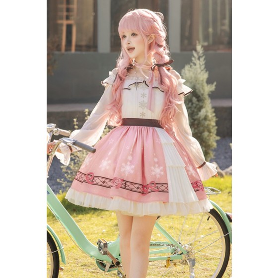 Nikki Tomorrow Perfect Score White Pink Printed Lolita Dress